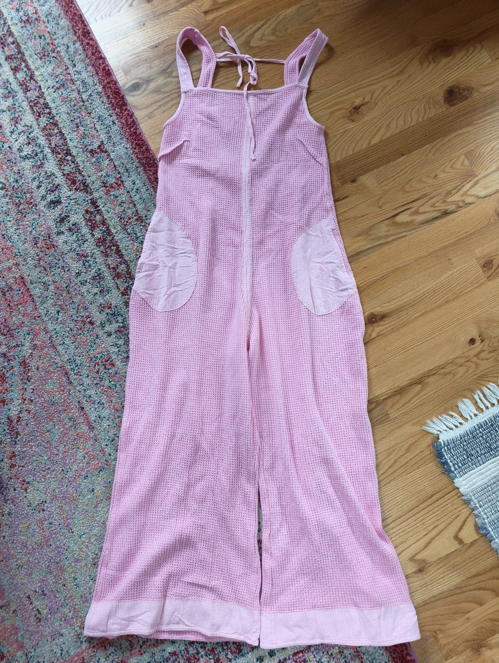 Impression Pink Waffle Knit Sleeveless Jumpsuit